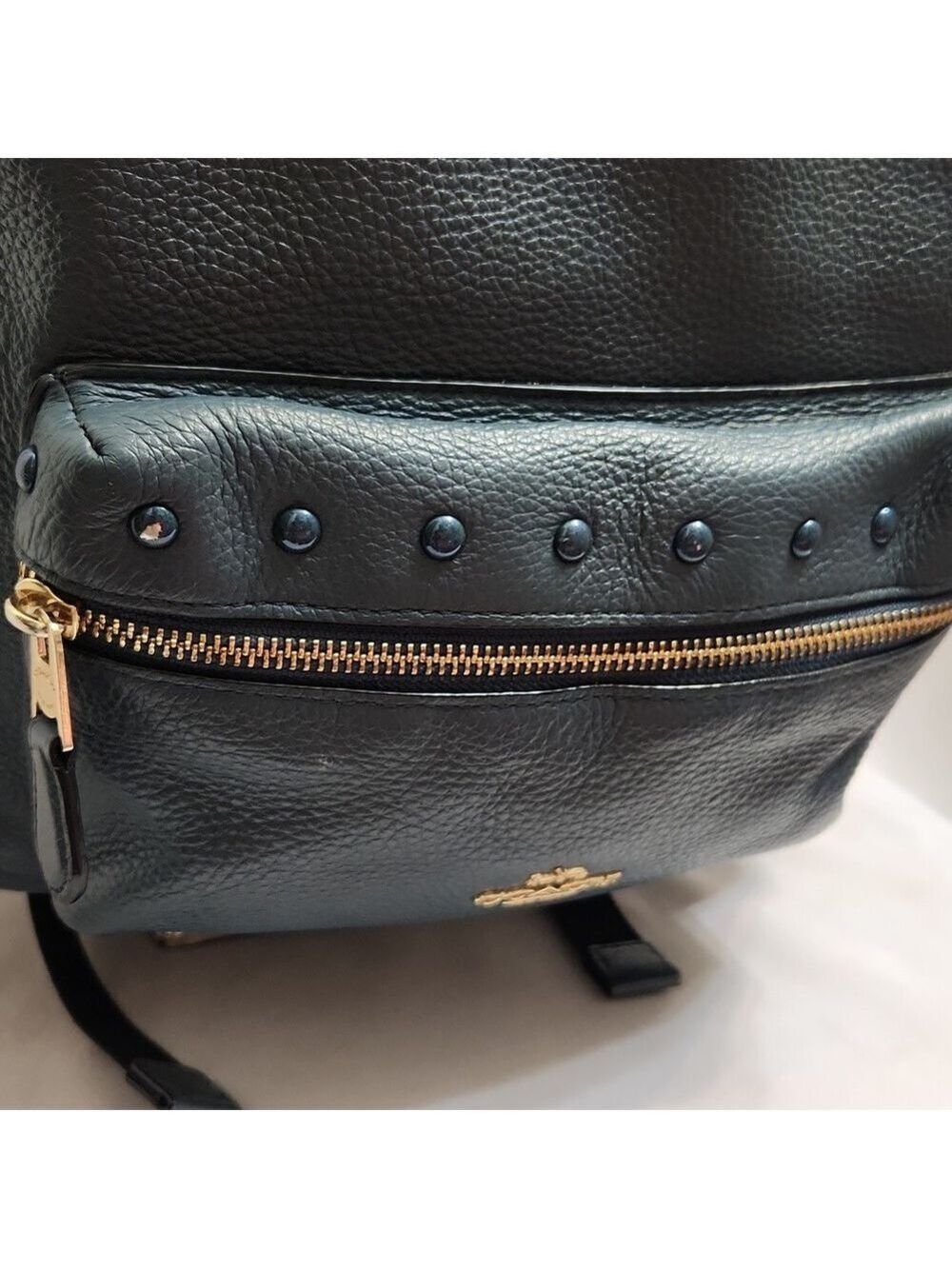 Coach Charlie Double Zipper Leather Backpack With Lacquer Rivets - Picture 5 of 16